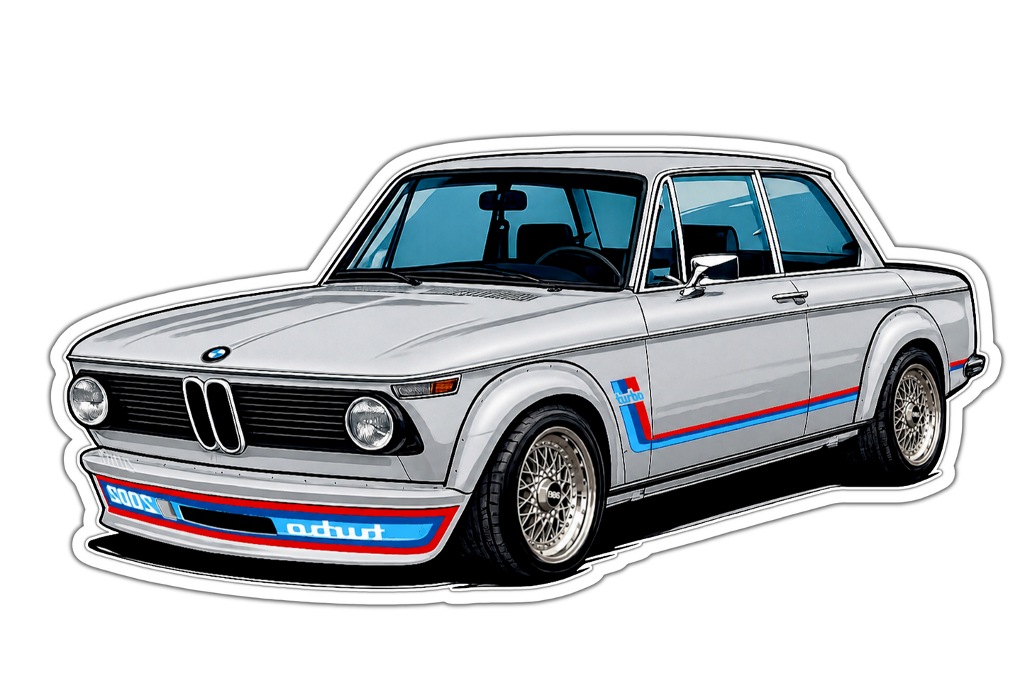 BMW 2002 Turbo SILVER - Vinyl Magnet
