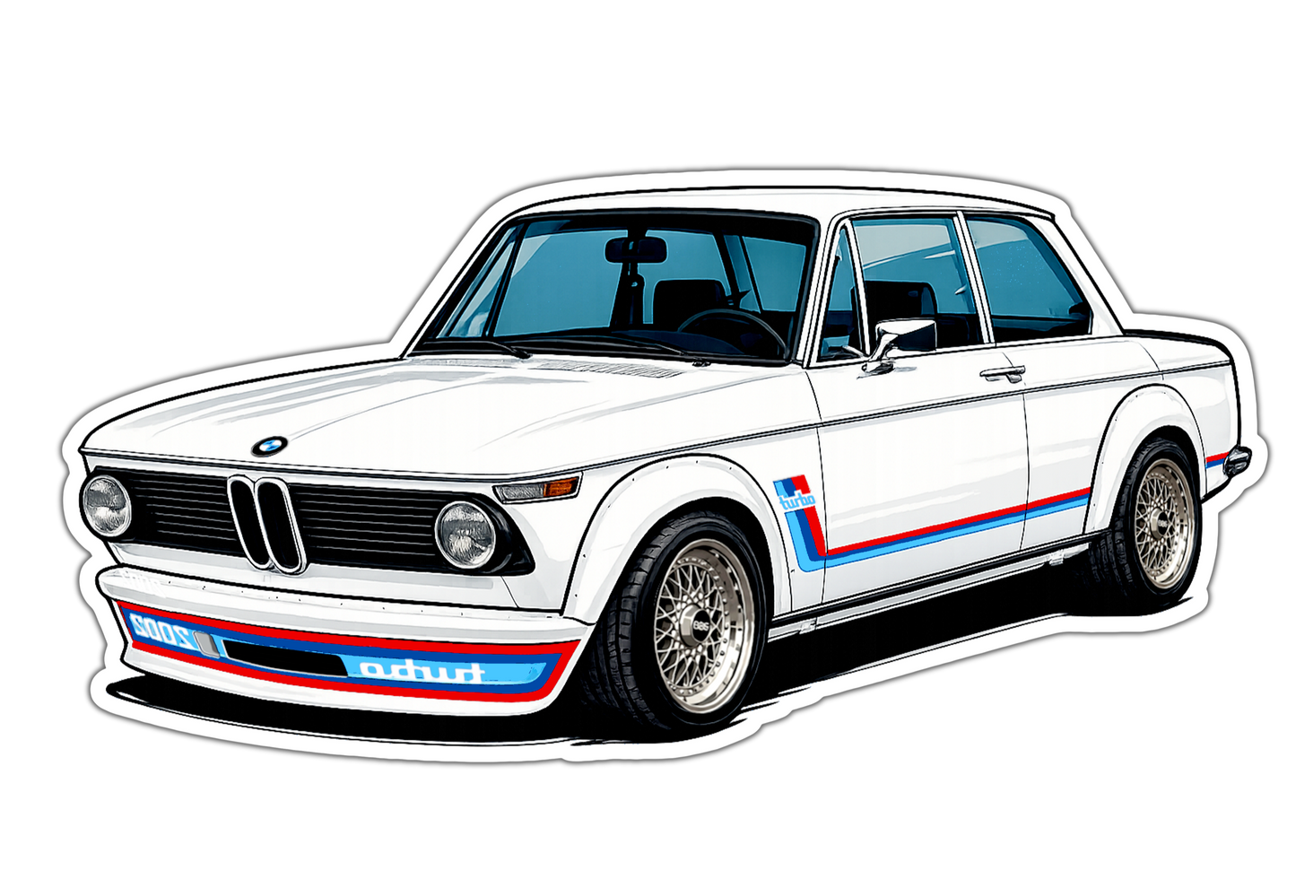 BMW 2002 Turbo WHITE - Vinyl Magnet