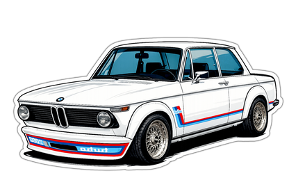 BMW 2002 Turbo WHITE - Vinyl Magnet