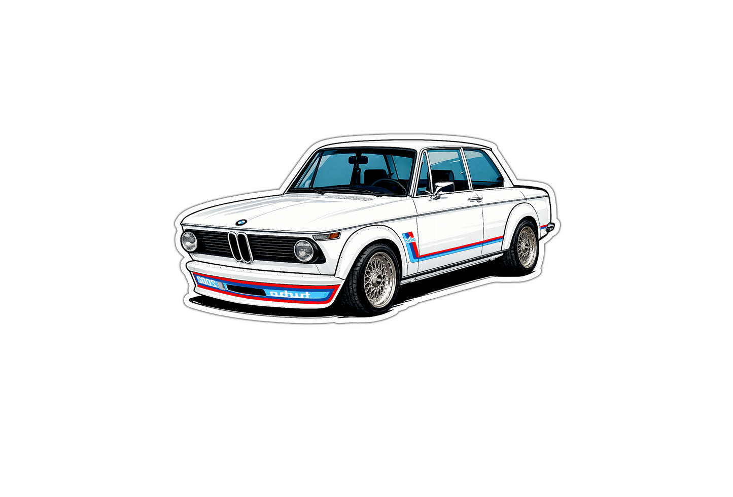 BMW 2002 Turbo WHITE - Vinyl Magnet
