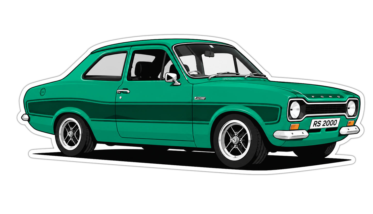 Mk1 Escort RS2000 GREEN - Vinyl Magnet